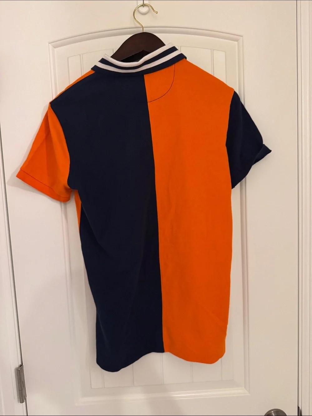 Ralph Lauren Two-Tone Navy & Orange Split Polo